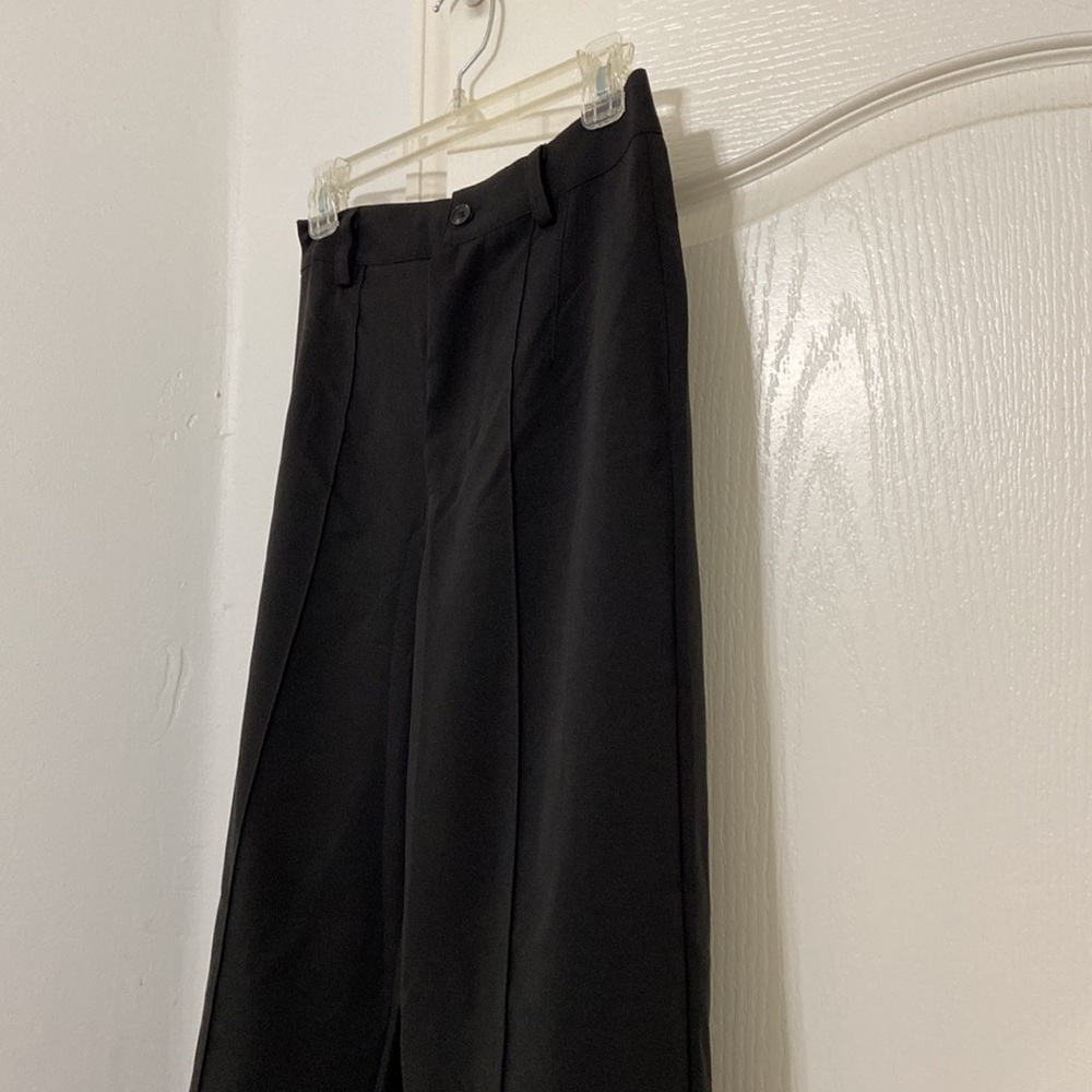 Shein Black Solid Button Fly Straight Leg Tailore… - image 3